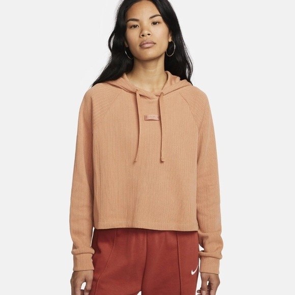 Nike Tops - Nike Cotton Knit Hoodie Sweatshirt Size XS in Cognac Color
